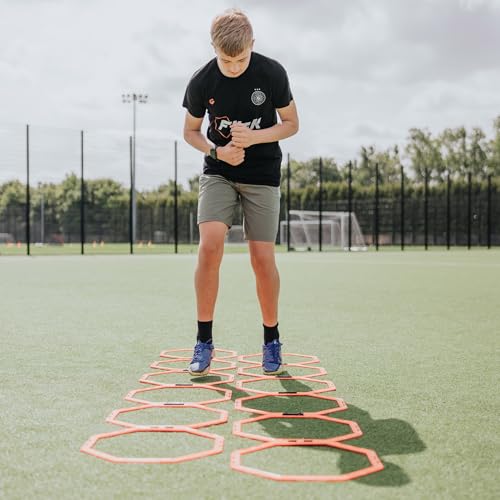 Flick 2 in 1 Octa Speed Rings – Speed Agility Ladder with Hurdle Capability - Multi-Sport Agility Training Equipment – Football Agility Training Set