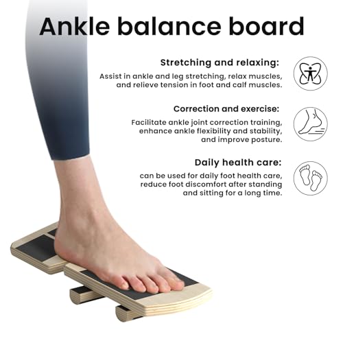 Ankle Balance Board Foot Strengthener Trainer Ideal for Sprained Ankle Recovery Stability Exercises and Physical Therapy Plus Posture Corrector and Foot Stretcher for Plantar Fasciitis Relief