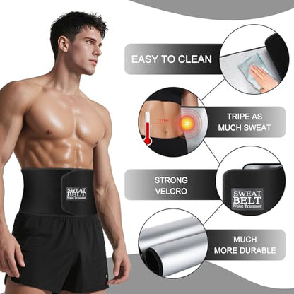 Waist Trimmer for Women and Men, Sweat Belt Band Belly Stomach Wrap
