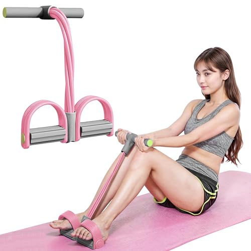 6 Tube Pedal Resistance Band with Handle for Women, Foot Ankle Puller Fitness Bands for Waist, Arm, Tummy, Leg Slimming, Strength Training, Home & Gym, Manual Tension Rope Training Exercise Equipment