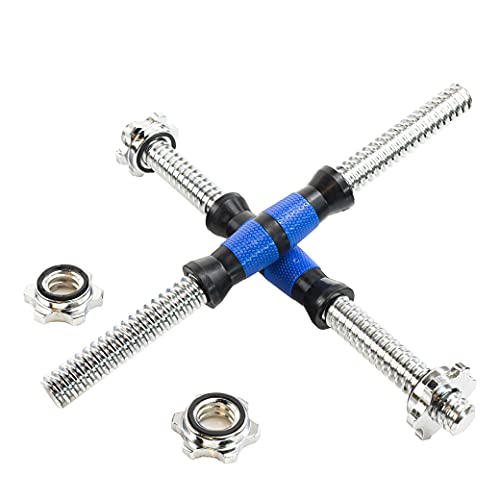 Threaded Dumbbell Blue Durable Rubber Handles/Adjustable Dumbbell Bar Handles 32/35/40cm(12.6/14.2/15.7Inch) - Fit 1 inch Standard Weight Plate Weightlifting Accessories - Sold in Pair