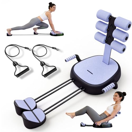 Ab Crunch Machine, Portable Sit Up Exercise Equipment with Resistance Band, Ab Core Workout Home Equipment for Stomach, 200LBS Weight Capacity - color: Blue