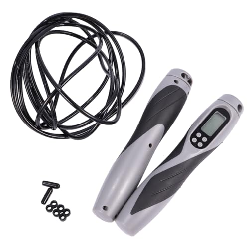 Electronic Counting Jump Rope Weighted Steel Cable Skipping Rope for Workout Fitness Training with Digital Counter Suitable and Gym Exercise (black)