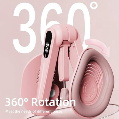 Thigh Trainer for Home Gym Workout, Pelvic Floor Muscle Exercise Devices with Adjustable Resistance for for Women Men, Inner Thigh Exerciser with Display and 20LB Resistance Band for Hip Leg Arm, Pink