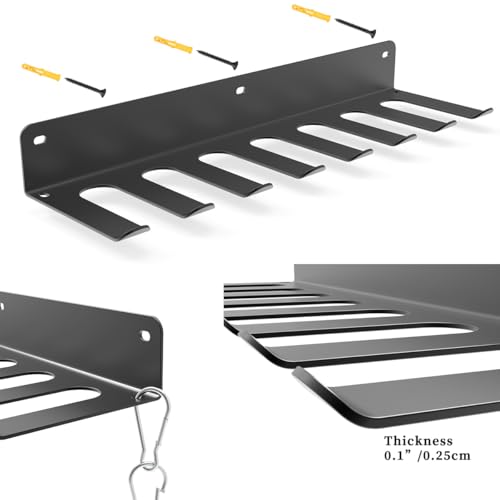 Multi-Purpose Gym Equipment Storage Rack, Wall-Mounted Heavy Dudy Home Gym Accessory Storage Rank for Resistance Bands, Barbells, Lifting Belts, 8 Prongs
