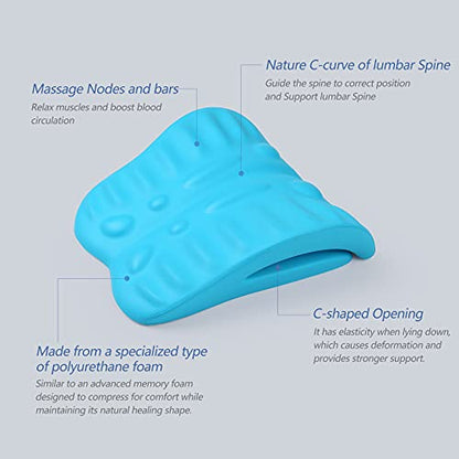 RESTCLOUD Back Stretcher for Back Pain Relief, Back Stretching Cushion, Chronic Lumbar Support Pillow Helps with Spinal Stenosis, Herniated Disc and Sciatica Nerve Pain Relief Lumbar Stretcher - color: Blue