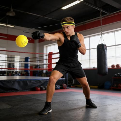 Reflex Ball Headband Multifunctional Fun Effective Reaction Training - color: Yellow ball