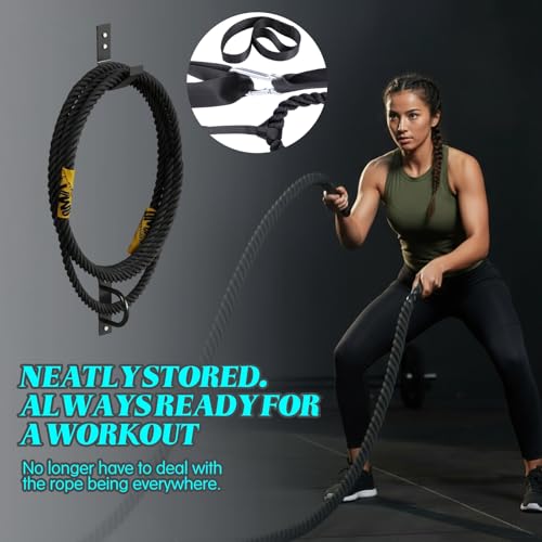 Battle Rope Wall Mount Kit with Anchor Strap Heavy Duty Steel Battle Rope Wall Mount Kit with Anchor & Storage Hook and Reinforced Nylon Strap, Easy and Fast Setup