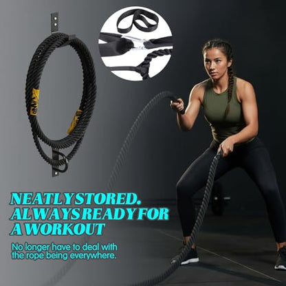 Battle Rope Wall Mount Kit with Anchor Strap Heavy Duty Steel Battle Rope Wall Mount Kit with Anchor & Storage Hook and Reinforced Nylon Strap, Easy and Fast Setup