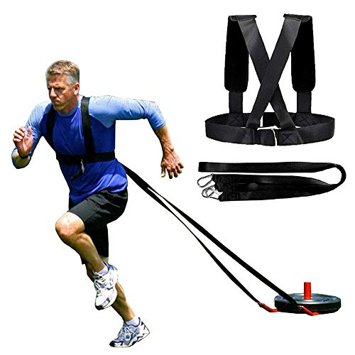 Drfeify Reinforced Stiching Sled Harness, Shoulder Strap With Elastic Rope and Belt, for Speed Training, Resistance, and Team Sports