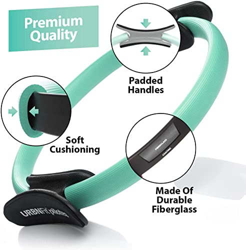 Pilates Ring - 12" Magic Circle w/Dual Grip, Foam Pads for Inner Thigh Workout, Toning, Fitness & Pelvic Floor Exercise - Yoga Rings w/Bonus Exercise Guide - color: Teal