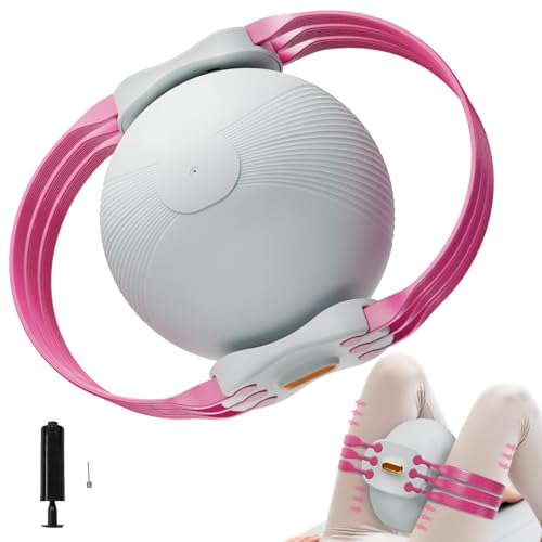 Thigh Trainer with Inflatable Resistance Ball, Adjustable 120 LB Inner & Outer Thigh Exerciser, Kegel Pelvic Floor & Hip Trainer for Women, Home Leg Equipment Compact Resistance Bands Fitness - color: Rose