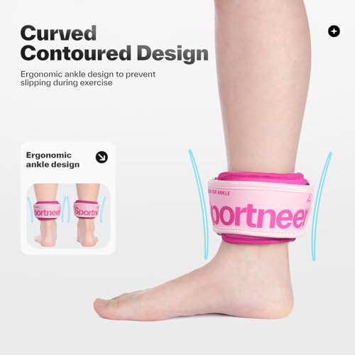 Sportneer Ankle Weights 0.5/1/2/3/5 LBS 1 Pair Wrist Leg Arm Weights - color: Pink, size: 0.5 lb x 2