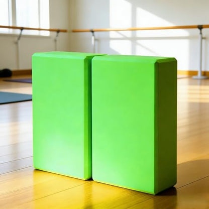 Non-Slip High Density Yoga Foam Blocks for Balance and Support During Yoga Pilates and Meditation GREEN
