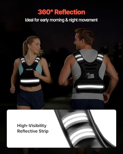 VEVOR Adjustable Weighted Vest, 4-10lbs/20-32lbs/24-40lbs/40lbs Comfortable X-Shape Body Weight Vest Set with 6/8 Weight Packs and Reflective Stripe, for Men Women, Workout Equipment for Strength Training Running Jogging - size: 24-40 lbs