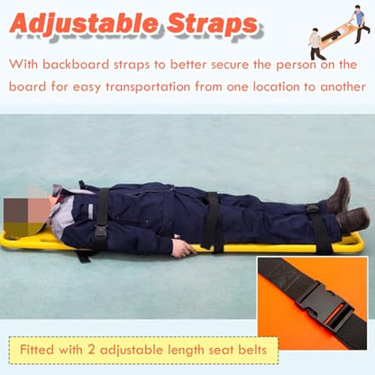AMUFJJ Foldable Spine Board Stretcher Backboard, Water Floating Backboard Stretcher with Adjustable Straps for Lifeguard/Firefighter, Emergency Rescue Immobilization Panel
