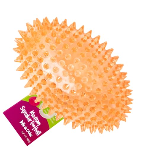 Gnawsome™ 4.5” Spiky Squeaker Football Dog Toy - Large, Cleans Teeth and Promotes Good Dental and Gum Health for Your Pet, Colors Will Vary,All Breed Sizes