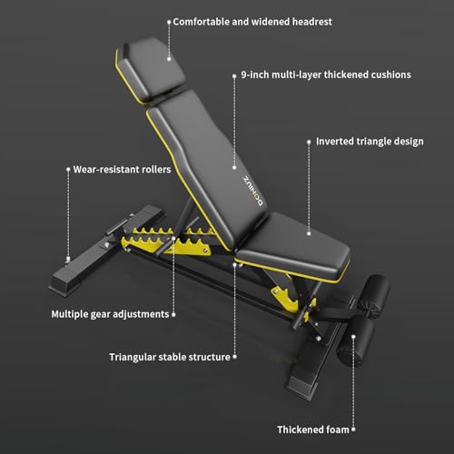 Heavy Duty Bench Adjustable Workout Bench Press Set for Home Gym Strength Training, Multi-Functional Roman Chair with Headrest, Max Load 1200 (DZ-025)