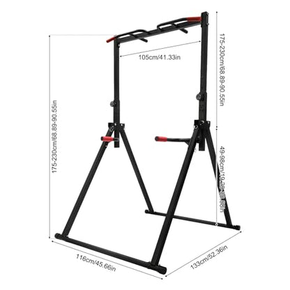 Foldable Power Tower Dip Station Pull Up Bar, Adjustable Multifunction Power Tower Dip Bar Station, Workout Pull Up Tower Station Gym Strength Training Equipment, Support 440LBS