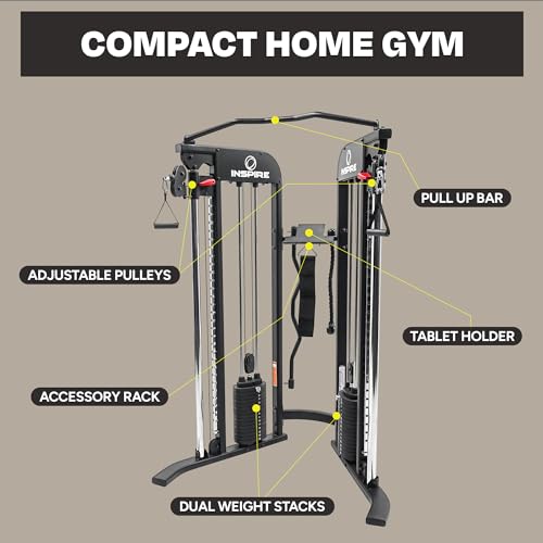 Inspire Fitness FTX Functional Trainer - Compact at Home Workout Machine with Accessories - Space Saving Design - Home Gym Cable Machine and Two 165 lb Weight Stacks - style: Inspire FTX (no bench)