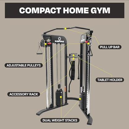 Inspire Fitness FTX Functional Trainer - Compact at Home Workout Machine with Accessories - Space Saving Design - Home Gym Cable Machine and Two 165 lb Weight Stacks - style: Inspire FTX (no bench)