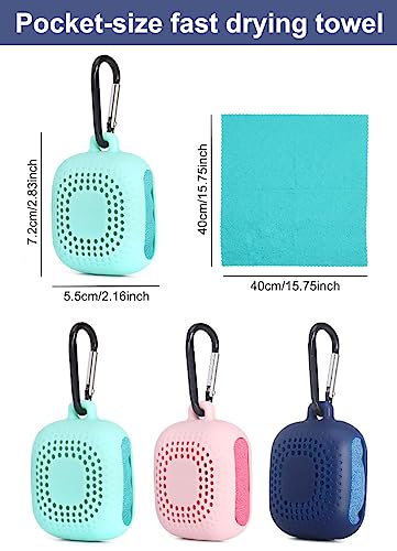Outdoor Travel Quick Drying 40CM Towel with Portable Creative Silicone Box, Microfiber Cold Sports Quick Drying Towel, Gym, Beach, Yoga, Sports Travel (Pink)