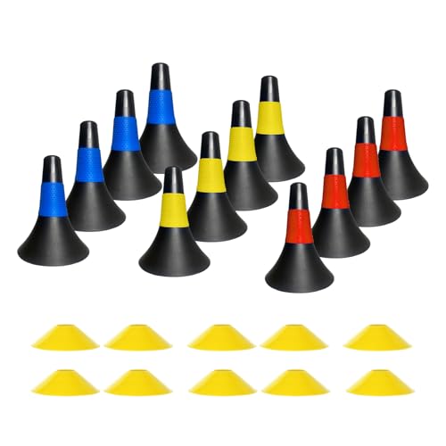 TNZMART 9 Inch Plastic Soccer Cones, Flexible Sports Training Agility Cones for Football Basketball Speed Drills Practice