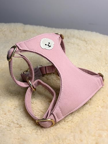 AetruffyPet 100% Cotton Dog Harness and Leash Set – Soft Breathable Vest for Small Dogs, Adjustable No-Choke Design, Lightweight Walking Set (XS/S/M) (Pink, S) - color: Pink, size: S