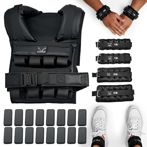 Vestly Pro Weighted Vest for Men – Adjustable Up to 35 lbs with Wrist & Ankle Weights Included – Breathable Training Vest for Strength, Running, Cardio & Endurance