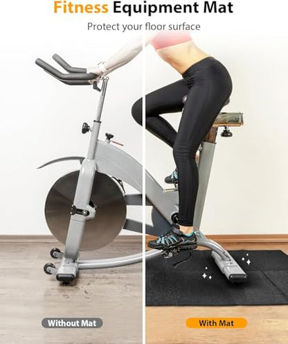 Foldable Rubber Treadmill Mat - Exercise Bike Mat with Waterproof - size: 68"L x 26.8"W x 0.2"Th