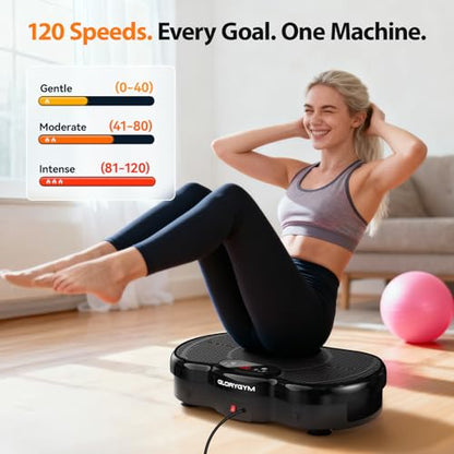 Vibration Plate for Weight Loss & Body Shaker Machine, Professional Full Body Vibration Machine with Wider Platform, Ultra Stable & Quiet, 120 Speeds, 330lbs Capacity, Home Fitness System - color: Black