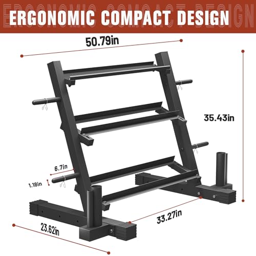 Dumbbell Rack Stand Only, 3‑Tier Adjustable Weight Rack for Home Gym | 1200LBS Multilevel Organizer for Dumbbells, Weight Plates & Kettlebells, Heavy‑Duty Home Gym Fitness Storage