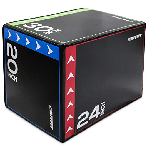 RitFit 3 in 1 Extra Firm Soft Plyo Box Foam Plyometric Box-30”x24”x20”-20"x18"x16" Heavy Duty High Density Foam Jumping Box 3 Sizes with PVC Cover,Platform for Home Gym Fitness, 440lb Weight Capacity