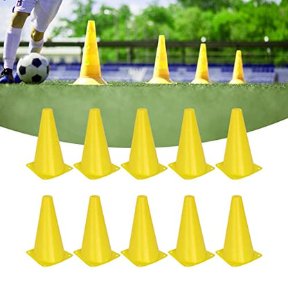 23cm Soccer Training Cones - 10-Pack Polyethylene Field Markers for Football, Basketball, and Agility Drills
