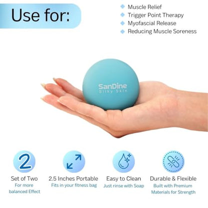 Lacrosse Massage Balls for Deep Tissue Massage - Release Tension Relieve Muscle Soreness Improve Flexibility - Ideal for Myofascial Release Trigger Point Therapy - 2Pack Yoga Balls by Sandine (Blue) - color: Blue