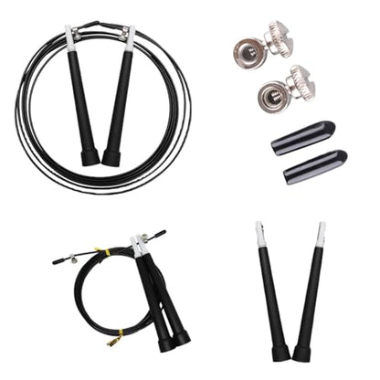 2 Pair Speed Jump Rope Handles Replacement Grip with Cable Mount Screw Rubber End Cap for Speed Jumping Rope Exercise Skipping Ropes Stainless Steel 2.5mm Wire Cord Repair Parts