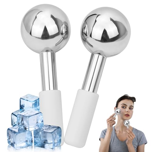 Ice Globes for Face & Eyes - Unbreakless Stainless Steel Cryo Sticks Facial Massage Tools Cold Therapy Cooling Globes to Reduce Puffiness, Wrinkles, Dark Circles Spa & Esthetician Supplies
