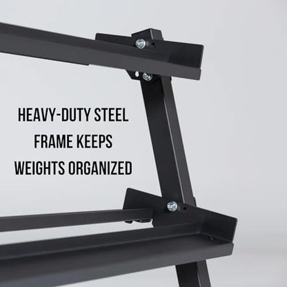 Rep Fitness Dumbbell Rack | 3-Tier Compact Holder | Fits Sets 5-50 lb | Weight Storage Stand | Rubber Hex Organizer | Free Weights Shelf | Heavy Duty Steel Frame | Gym Equipment for Home - color: OptionI: Rack Only - Blue