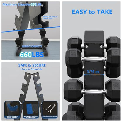 Dumbbell Rack Stand Only,A-Frame Dumbbell Weight Rack for Home Gym,Space Saving, Easy Assembly,6 Tier