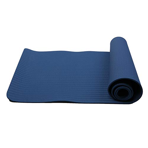 Attraction Design Yoga Mat Non Slip Exercise Mat Extra Thick Workout Mat for Yoga, Eco Friendly Exercise Yoga Mat High Density Fitness Pilates Mat with Carrying Strap, 72"x 24"x 6mm - color: Navy Blue