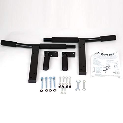 Joist Mount Pull Up Bar with Pull Up Assistance Bands - Commercial Gym Quality Pullup Bar with 41" Loop Exercise Pull-Up Assist Bands - color: JMPU plus Red and Black Bands