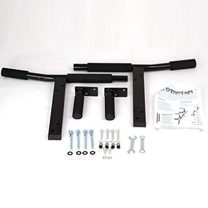 Joist Mount Pull Up Bar with Pull Up Assistance Bands - Commercial Gym Quality Pullup Bar with 41" Loop Exercise Pull-Up Assist Bands - color: JMPU plus Red and Black Bands