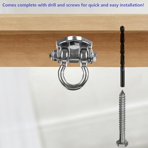 2 Heavy Duty Swing Hangers Stainless Steel 304 Anti-Rust, 2000 lb Capacity 180° Swing, Playground Porch Yoga Seat Trapeze Wooden Sets Indoor Outdoor