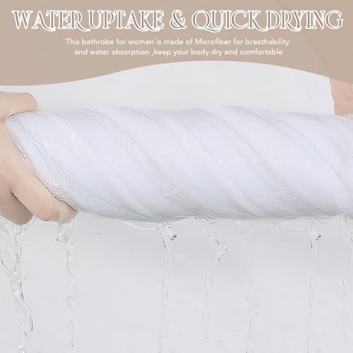 Women's Spa Wrap Microfiber Lightweight Knee Length Bath Body Wrap Shower Towels with Adjustable Closure 28 Inch x 54 Inch White