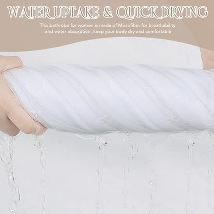 Women's Spa Wrap Microfiber Lightweight Knee Length Bath Body Wrap Shower Towels with Adjustable Closure 28 Inch x 54 Inch White