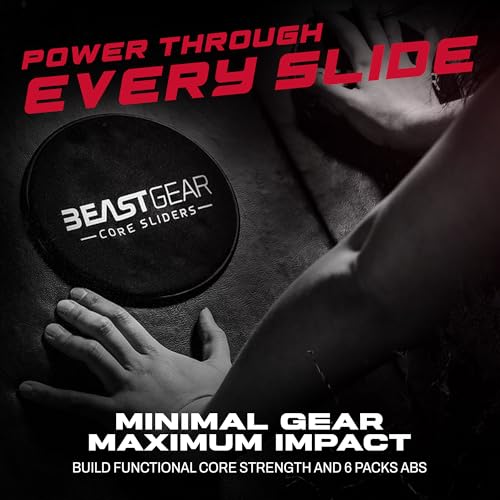 Core Sliders by Beast Gear – Double Sided Gliding Discs for Abdominal Exercises - Carpet and Hard Floors