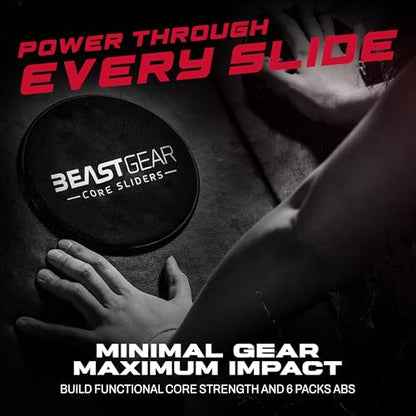 Core Sliders by Beast Gear – Double Sided Gliding Discs for Abdominal Exercises - Carpet and Hard Floors
