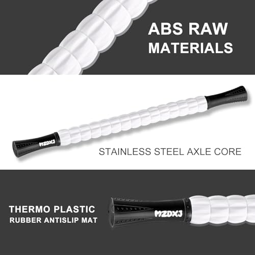Muscle Roller Massage Roller Stick- Deep Tissue Fascia Blaster for Myofascial Pain Relief, Lymphatic Drainage & Body Sculpting, Handheld Physical Therapy & Recovery Tool (Black White-24 inch) - color: Black White