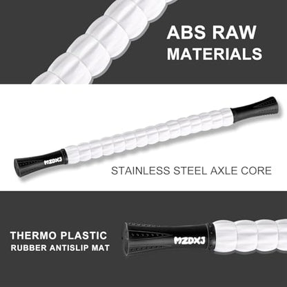 Muscle Roller Massage Roller Stick- Deep Tissue Fascia Blaster for Myofascial Pain Relief, Lymphatic Drainage & Body Sculpting, Handheld Physical Therapy & Recovery Tool (Black White-24 inch) - color: Black White