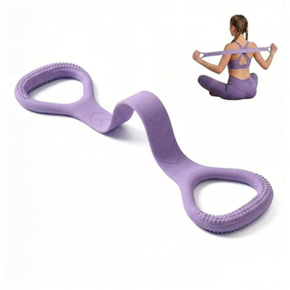 Figure 8 Resistance Bands with Handles, Silicone Exercise Bands for Yoga Pilates Stretching, Portable Home Workout Equipment for Arm Back Shoulder Training, Fitness Band for Women Men